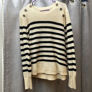 Misia, LG, Beige/Black, Stripped Knit Sweater